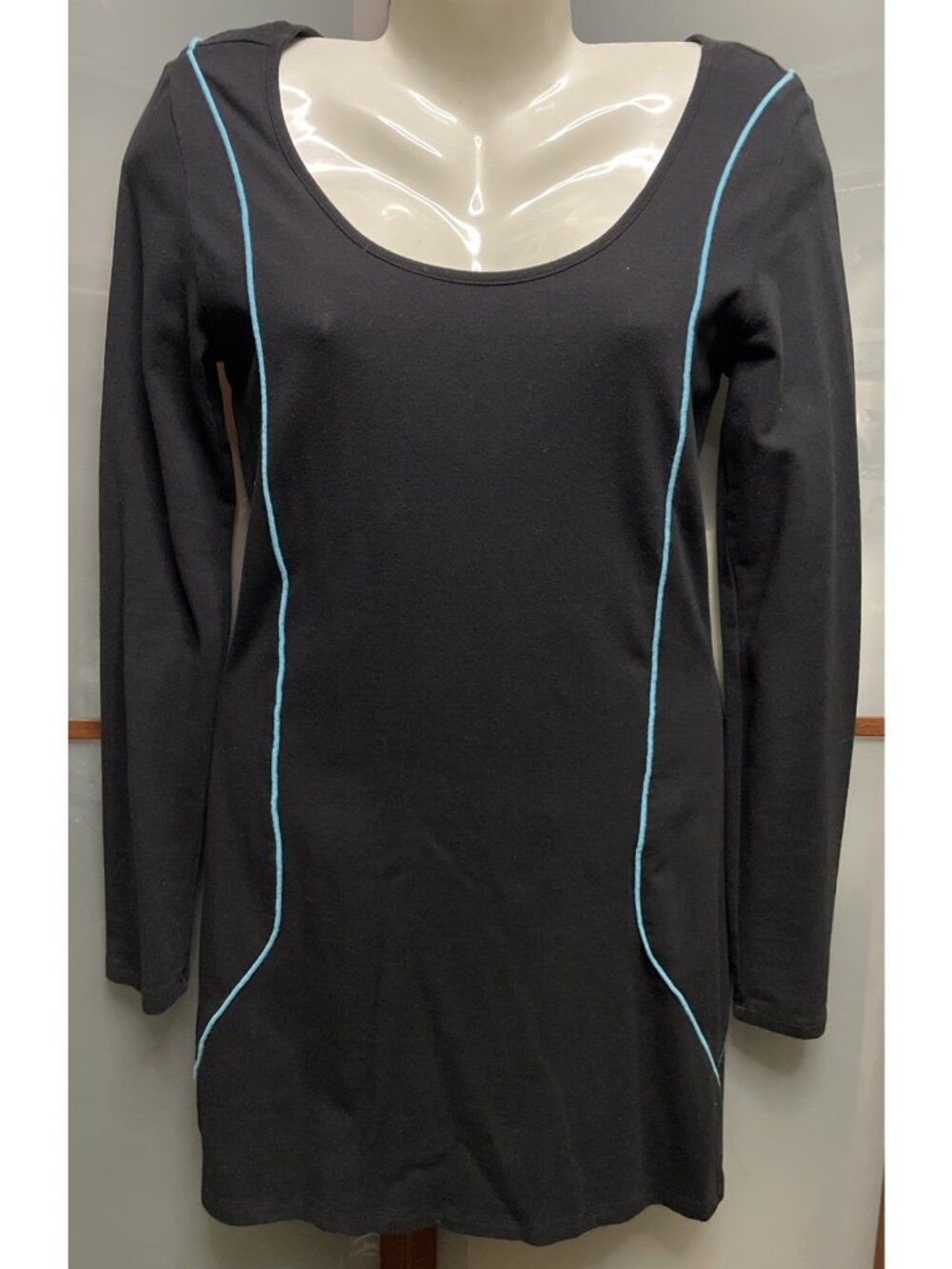 Disney Tron Legacy Hurley 2010 Medium Bodycon Long Sleeve Mini Dress Black Blue